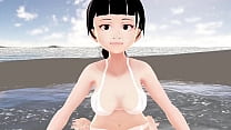 Honda Cocoa Anime girl introduce herself in white bikini.